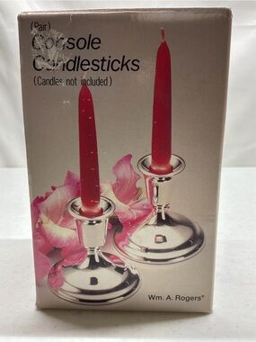 Vintage Pair of William A Rogers Silverplated Candle Stick Holders in Open Box